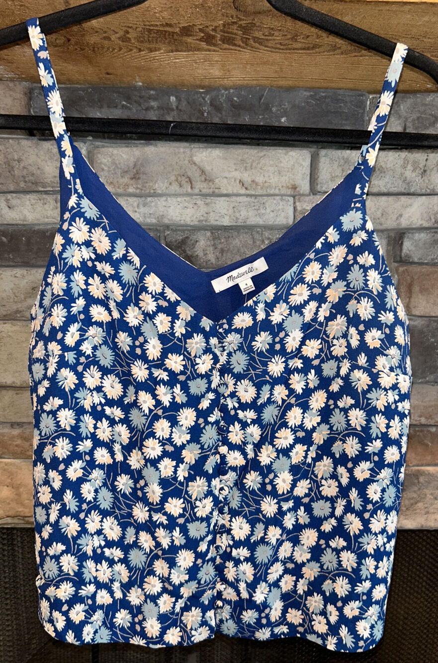 womens MADEWELL button down cami top in FRENCH FLORAL sz 4 NWT sold out *A3